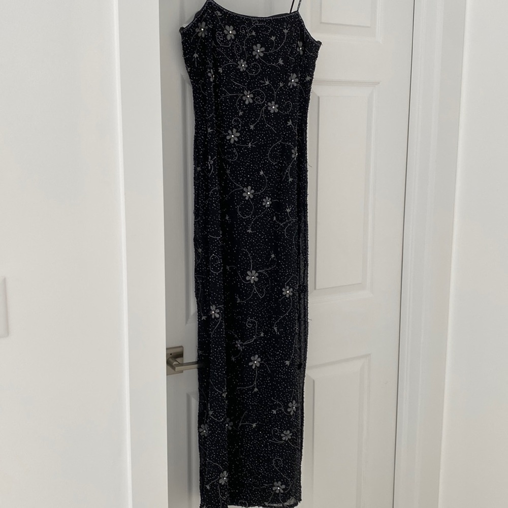 Black beaded gown with matching jacket  good condition